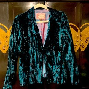 Wendy Hil crushed teal velvet blazer